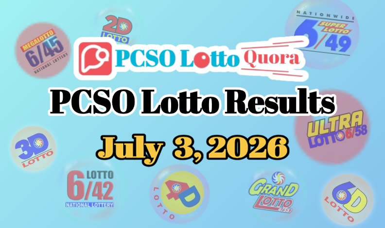 PCSO Lotto Results Jul 3, 2026 (All Draws Today)